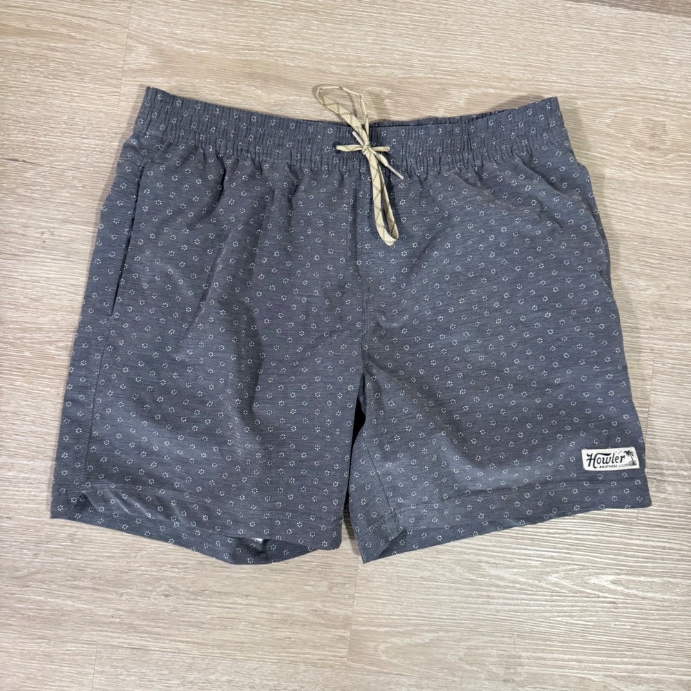 Howler Brothers Shorts Mens Large Gray Micro Floral Drawstring Horizon Hybrid